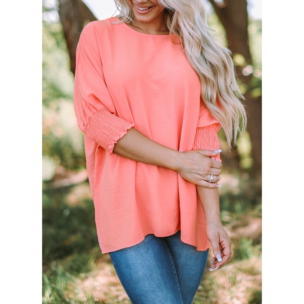 Smocked sleeve top